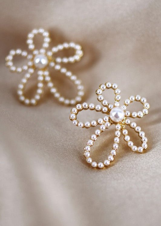 Pearl Flower Stud Earrings - ElleBoutiqueZachary
