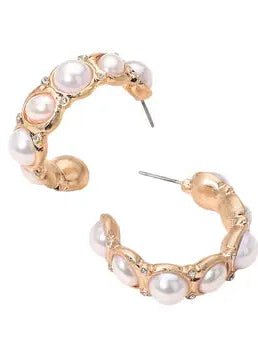 Pearl Open Hoop Earrings - ElleBoutiqueZachary