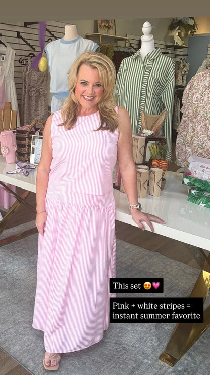 Pretty in Pink Stripe Midi Set - ElleBoutiqueZachary