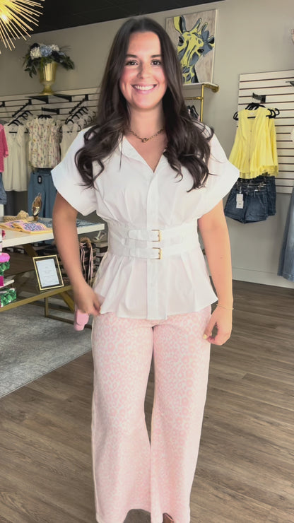 The Pink Leopard Barrel Leg Jeans