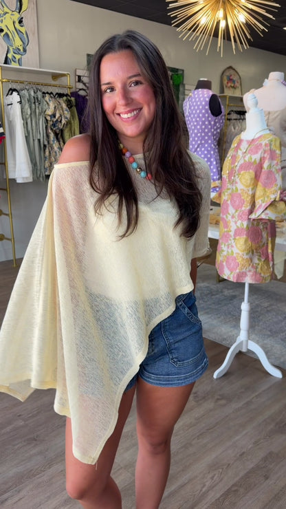 Golden Hour Sheer Knit Cape Shawl Poncho