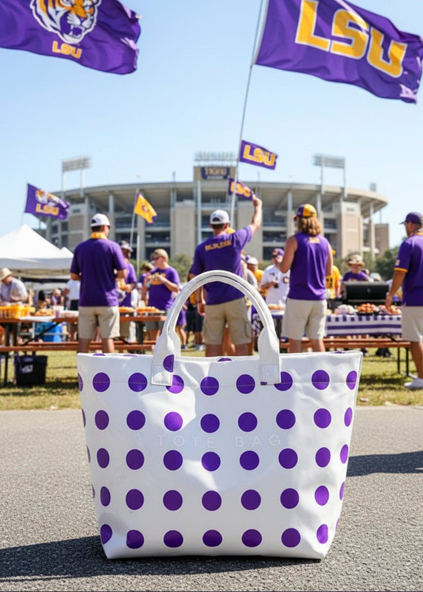 Purple Polka Dot Tote Bag | Lg Waterproof Tote - ElleBoutiqueZachary