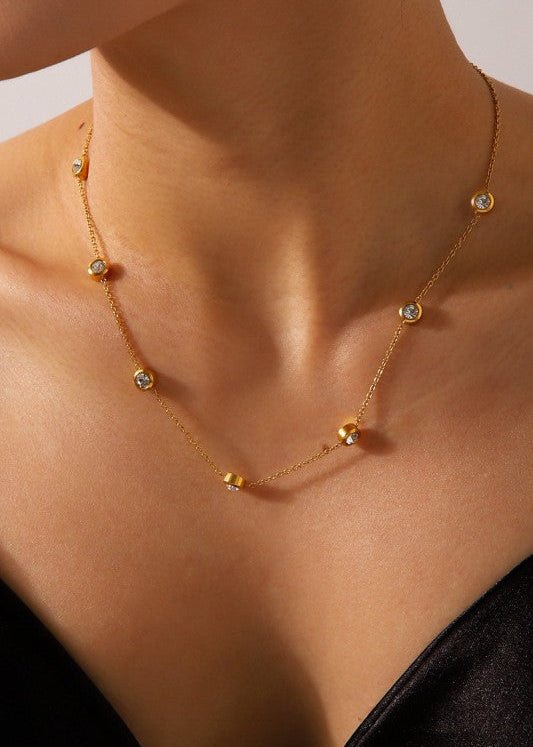 Rhinestone Chain Necklace - ElleBoutiqueZachary