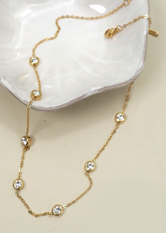 Rhinestone Chain Necklace - ElleBoutiqueZachary