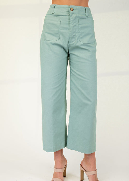 Sage High Rise Wide Leg Cropped Denim Pants - ElleBoutiqueZachary