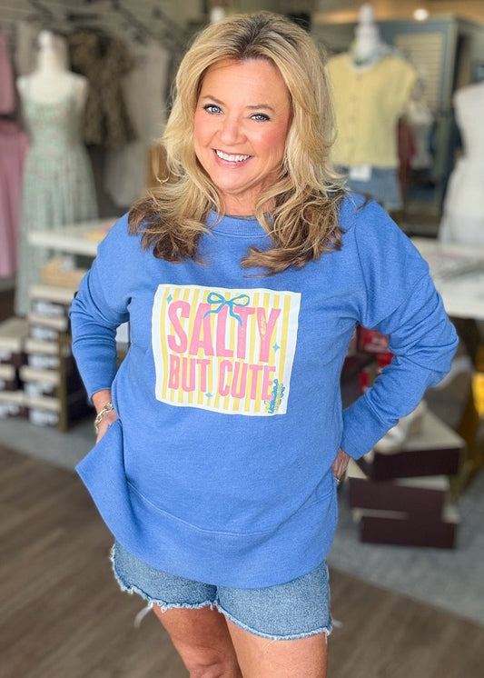 Salty But Cute Beach Graphic Sweatshirt - ElleBoutiqueZachary