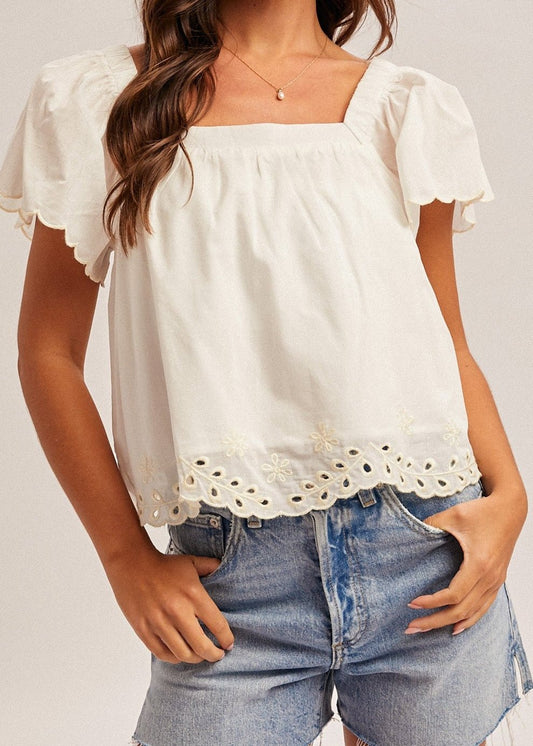 Sarafina Eyelet Top - ElleBoutiqueZachary