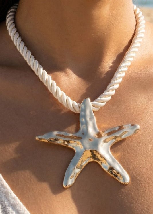 Seaside Starfish Cord Statement Necklace - ElleBoutiqueZachary