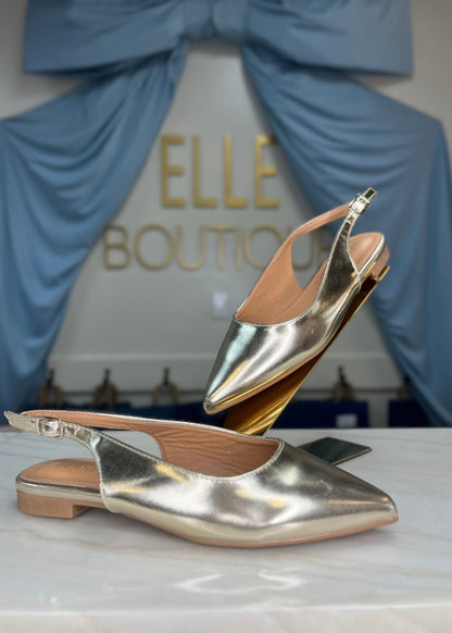 Selena Slingback Flat - Gold - ElleBoutiqueZachary