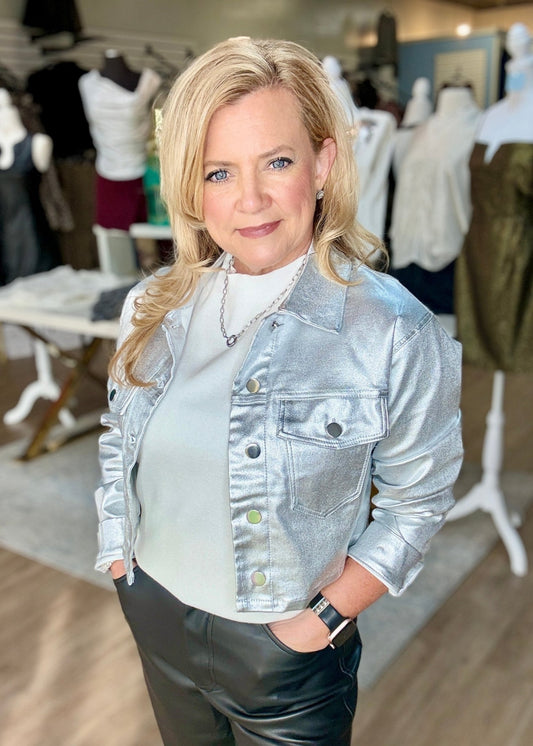Silver Metallic Jacket - ElleBoutiqueZachary