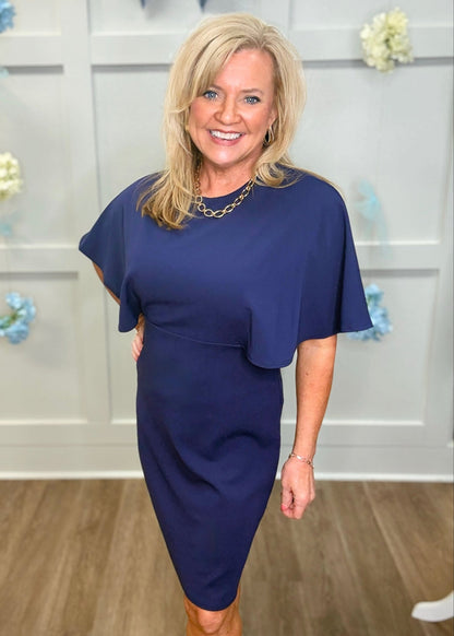 Sophisticated Sass - Navy Mini Dress - ElleBoutiqueZachary