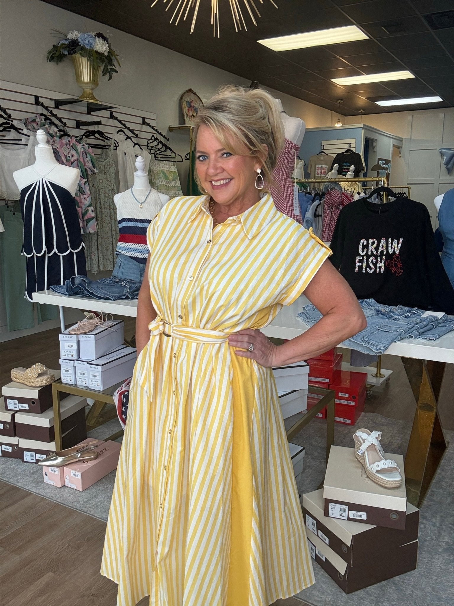 Sunbeam Stripe Belted Midi Dress - ElleBoutiqueZachary