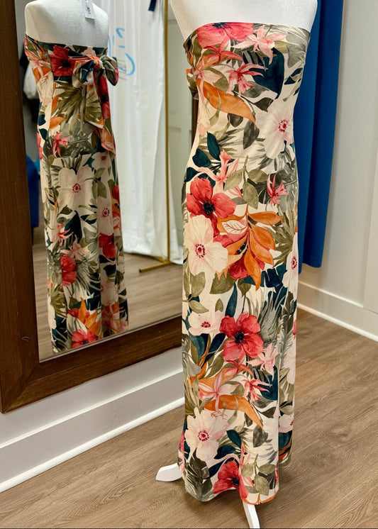 Sunset Palms Tropical Strapless Maxi Dress - ElleBoutiqueZachary