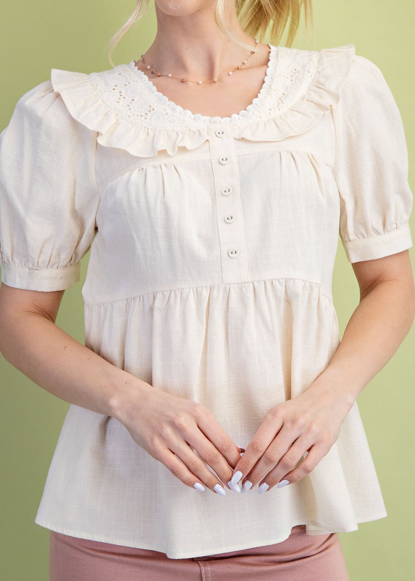 Sweet Grace Lace Collar Babydoll Top - ElleBoutiqueZachary