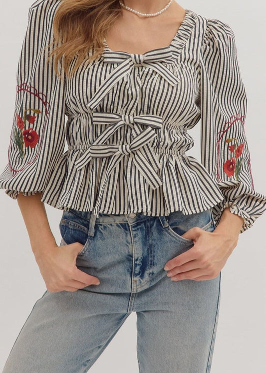 Penelope Top-Dk Navy/White