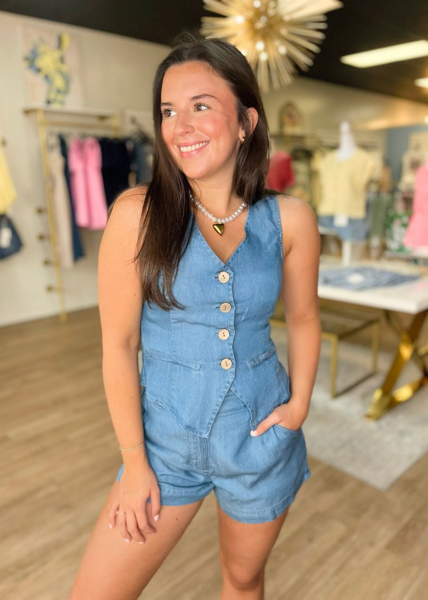 The Coastal Chambray Vest & Shorts Set - ElleBoutiqueZachary