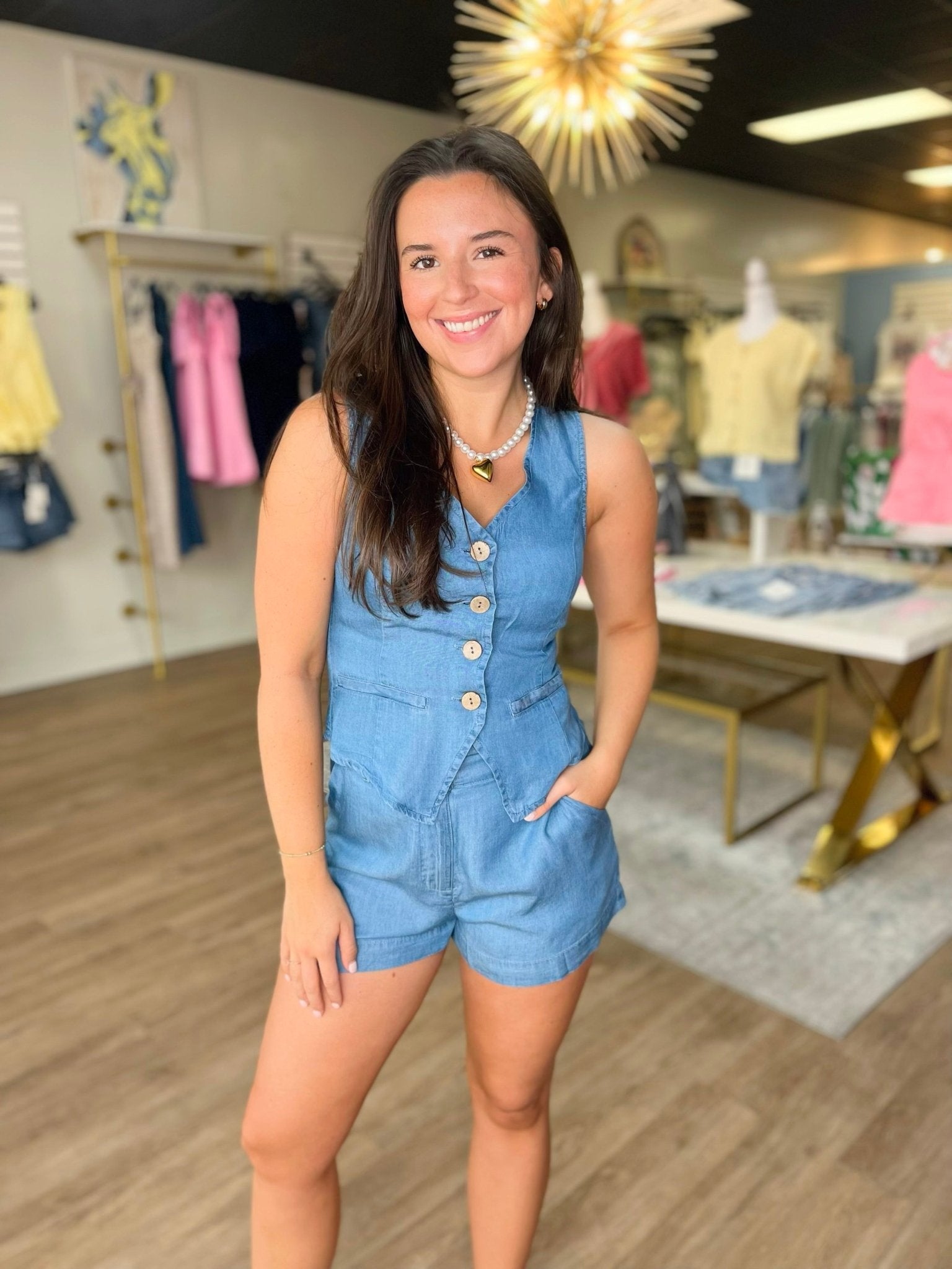 The Coastal Chambray Vest & Shorts Set - ElleBoutiqueZachary