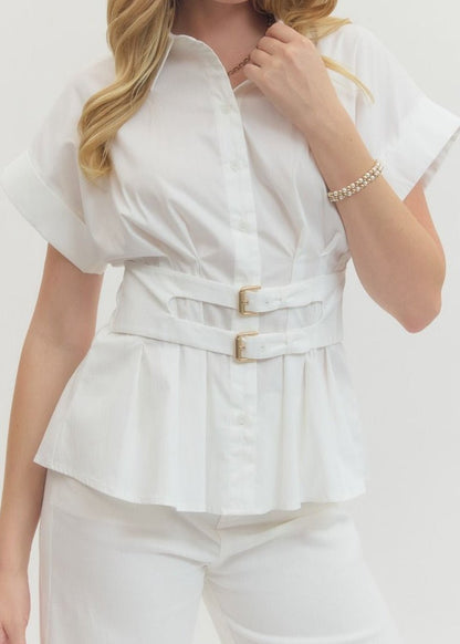 The Soho Belted Peplum Top - ElleBoutiqueZachary