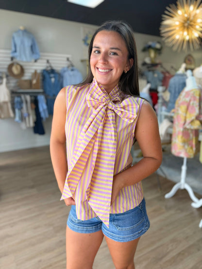 The Tiger Tail Bow Blouse - ElleBoutiqueZachary