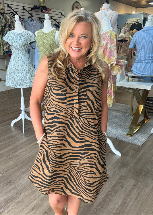 Tiger Takeover Pocket Dress - ElleBoutiqueZachary