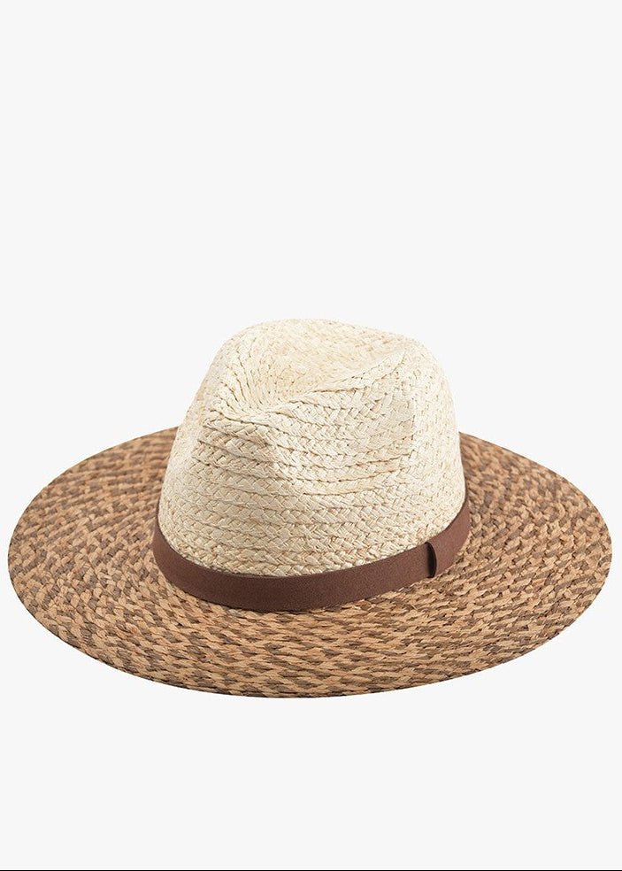 Two-Tone Woven Straw Panama Hat - ElleBoutiqueZachary