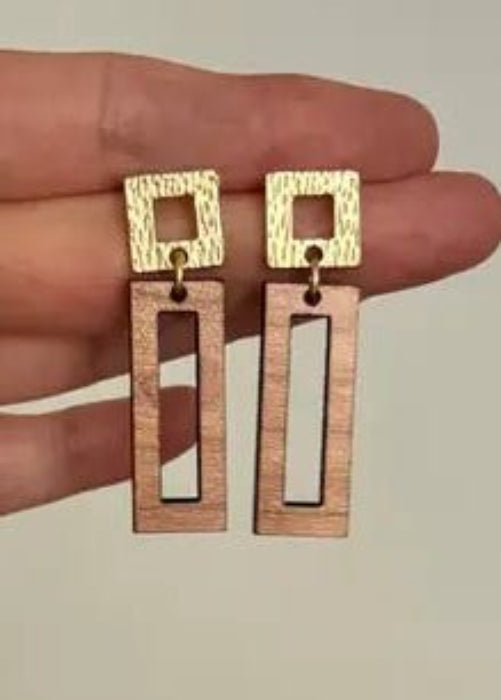 Wood & Gold Earrings - ElleBoutiqueZachary